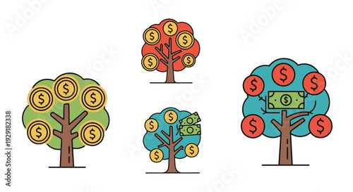 Money tree Line art creative abstract minimal vector