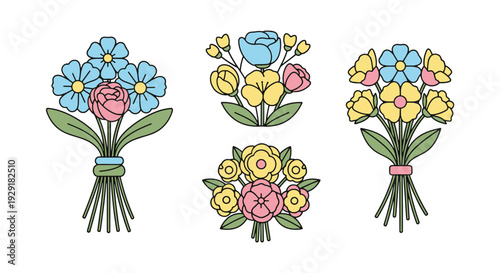 Mixed Flower Bouquet modern abstract tone vector