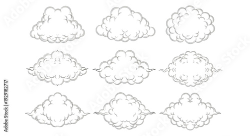 Ornamental shrub and tree set for modern garden layout drawing
