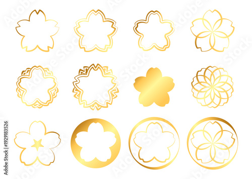 和風の桜の花のアイコンセット