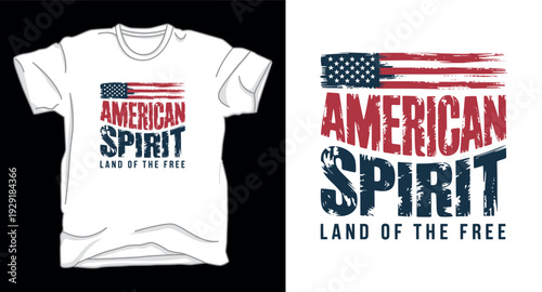 T-shirt design print illustration American spirit land of the free graphic t-shirt design with distressed american flag