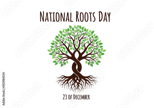 National roots day december 23rd tree illustration