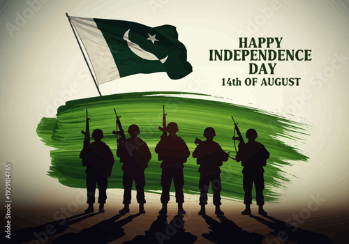 Pakistan independence day august 14th soldiers silhouette