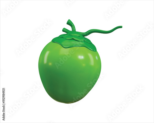 Fresh green coconut icon 3d render concept of coconut fruit fresh coco juice icon vector illustration