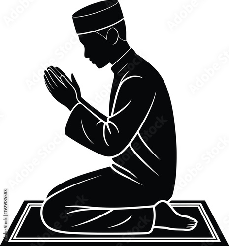 A man in prayer on a mat