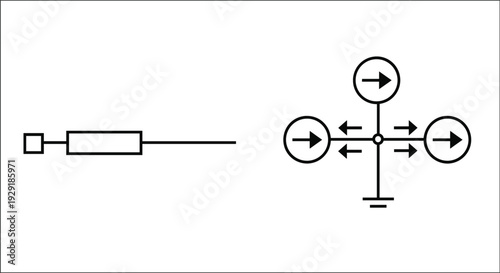 Electrical Circuit Symbols Resistor and Current Flow Diagram Icons Isolated on White Background Vector Illustration