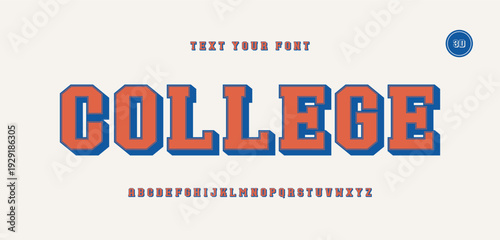 Classic college font. Vintage sport font in american style for football, baseball or basketball logos and t-shirt. Athletic department typeface, varsity style font. Vector 
