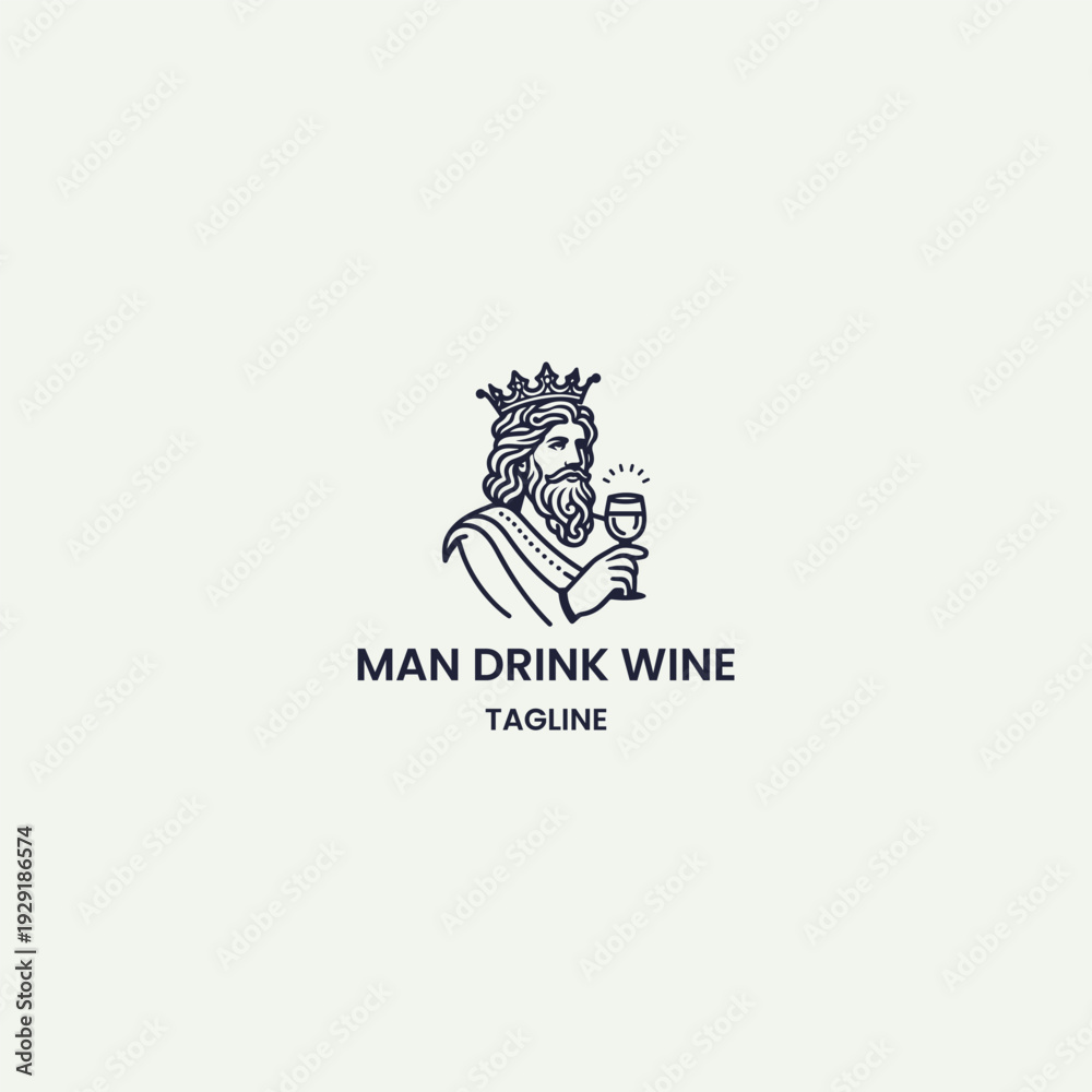Fototapeta premium Man drink wine logo template vector illustration design