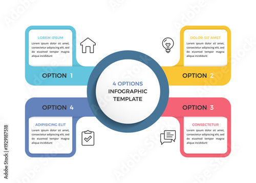 Infographic template with four colorful elements for steps or options