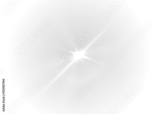 Glossy white beam radiates from a glowing yellow center point. Subtle haze diffuses edges into smooth transparency. Perfect for clean digital overlays.