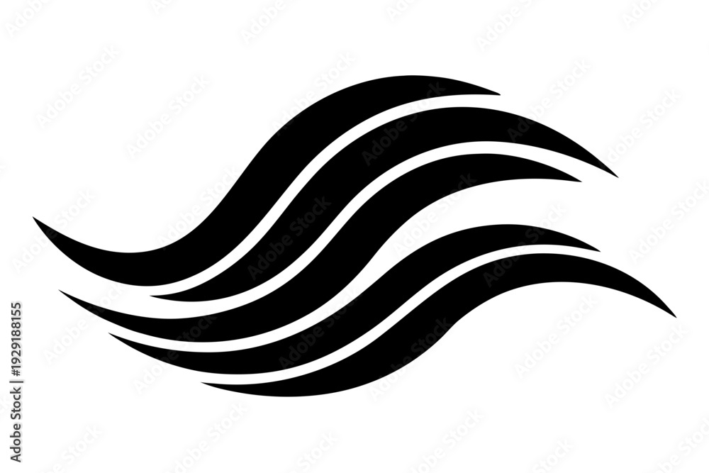 Fototapeta premium Black Abstract Wavy Lines Forming a Fluid, Organic, or Wave Shape
