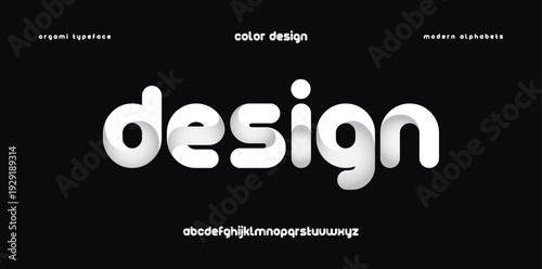 Design folding font rounded bold font of blue gradient glow ribbon letters set business futuristic logo template abstract vector elements for corporate identity emblem label or icon folding font color