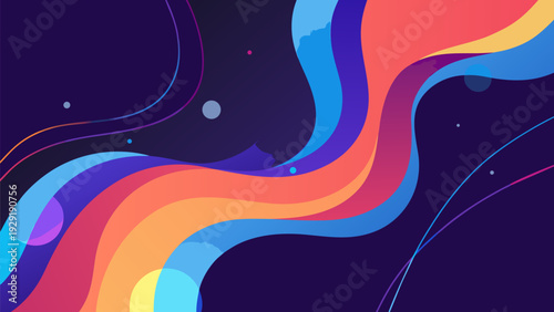 Vibrant wavy lines in modern abstract art style