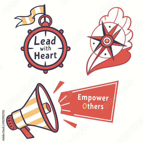 Motivational slogans feature leadership.