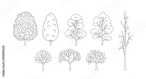 Flat 2D vegetation blocks for architectural floor plan drawing