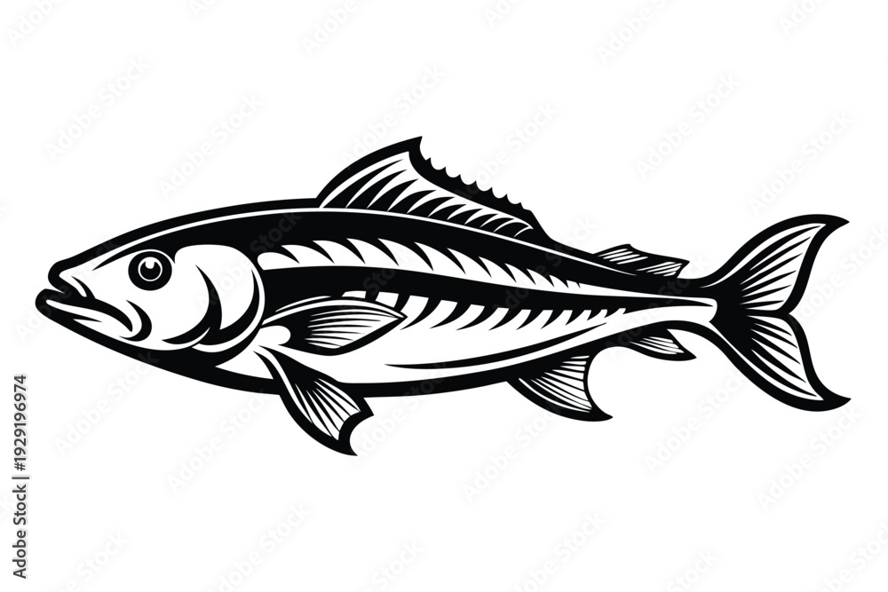 Foto cod fish silhouette line art vector illustration