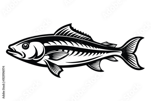 cod fish silhouette line art vector illustration