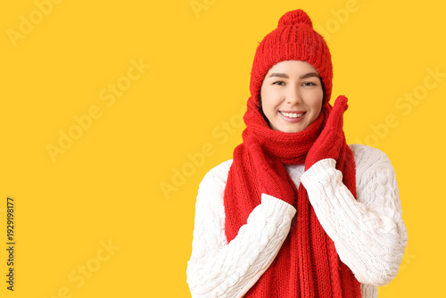 Happy young woman in winter...