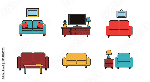 Living Room Line art modern abstract vector