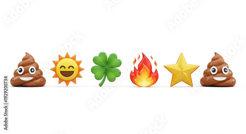 Collection of various emoji symbols representing different concepts and emotions.