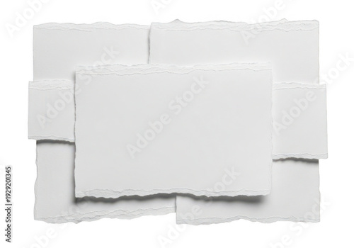 Wallpaper Mural A stack of torn white paper pieces on a white background isolated on transparent background Torontodigital.ca