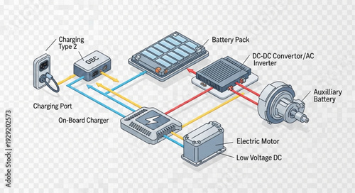 Electric Vehicle Charging System - A Detailed Diagram of Components and Connections.