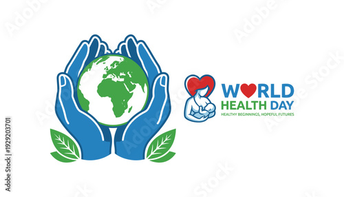 Hands holding the earth on world health day
