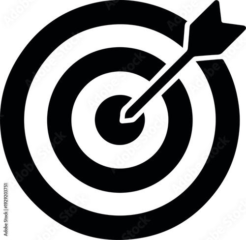 Archery target with arrow for sports scoring