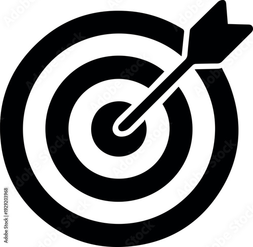 Arrow and bullseye for marketing campaign metrics