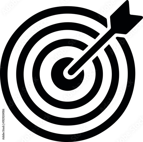Arrow hitting bullseye for business goals