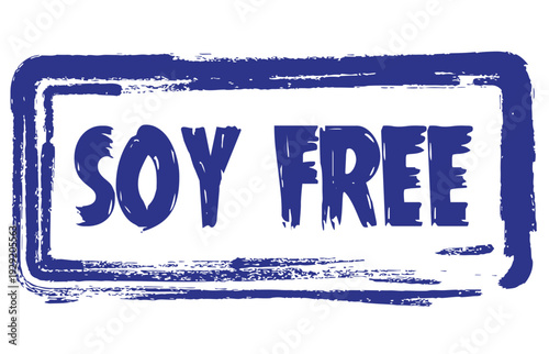 Grunge soy free word square rubber seal stamp zoom on white background 