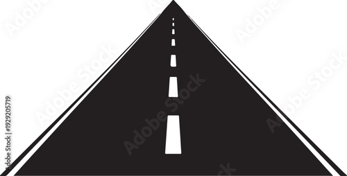 Straight Road Perspective Silhouette Vector, Highway. Way for transport. with dashed lines, white markings. Road to horizon illustration