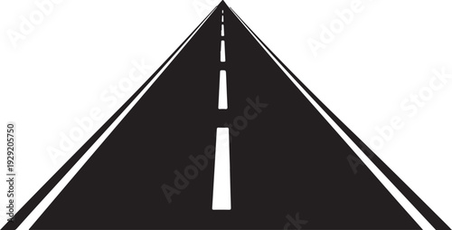 Straight Road Perspective Silhouette Vector, Highway. Way for transport. with dashed lines, white markings. Road to horizon illustration