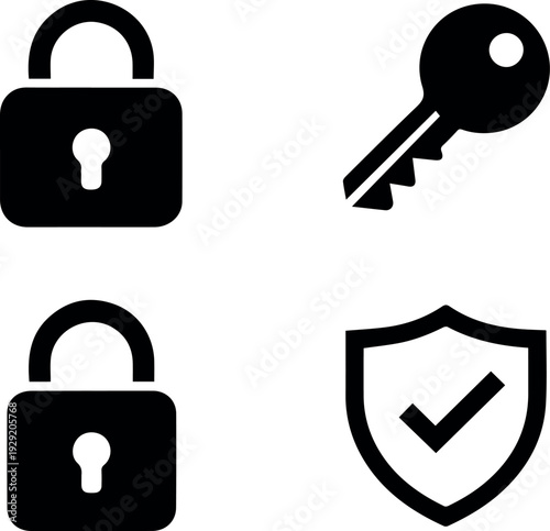 Access control icons set for web and app interfaces