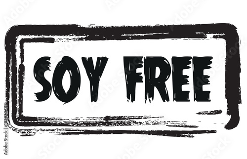 Grunge soy free word square rubber seal stamp zoom on white background 