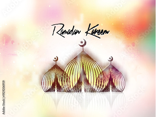 Eid al adha Mubarak Ramadan Kareem Text Blur Background. Vector illustration.