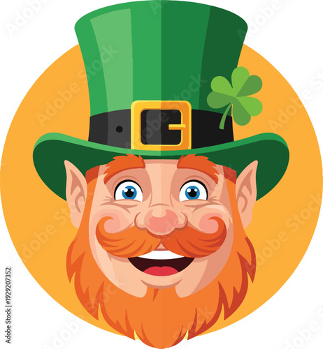 Happy leprechaun face with green hat