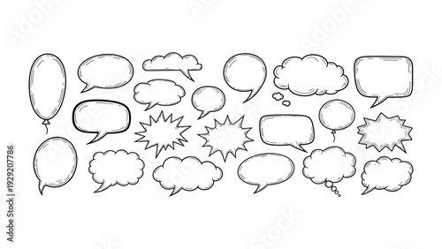 Thought Bubbles: A variety of speech bubbles and thought bubbles, representing communication, dialogue, and ideas in a dynamic and visually appealing display.