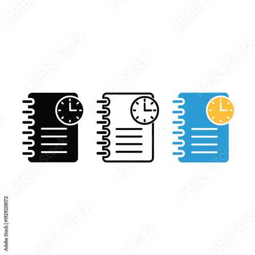 Three notebooks with clocks a visual representation of time management concepts
