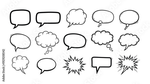 Speech Bubbles Collection: A creative array of speech bubbles, perfect for visual storytelling and adding emphasis to narratives.