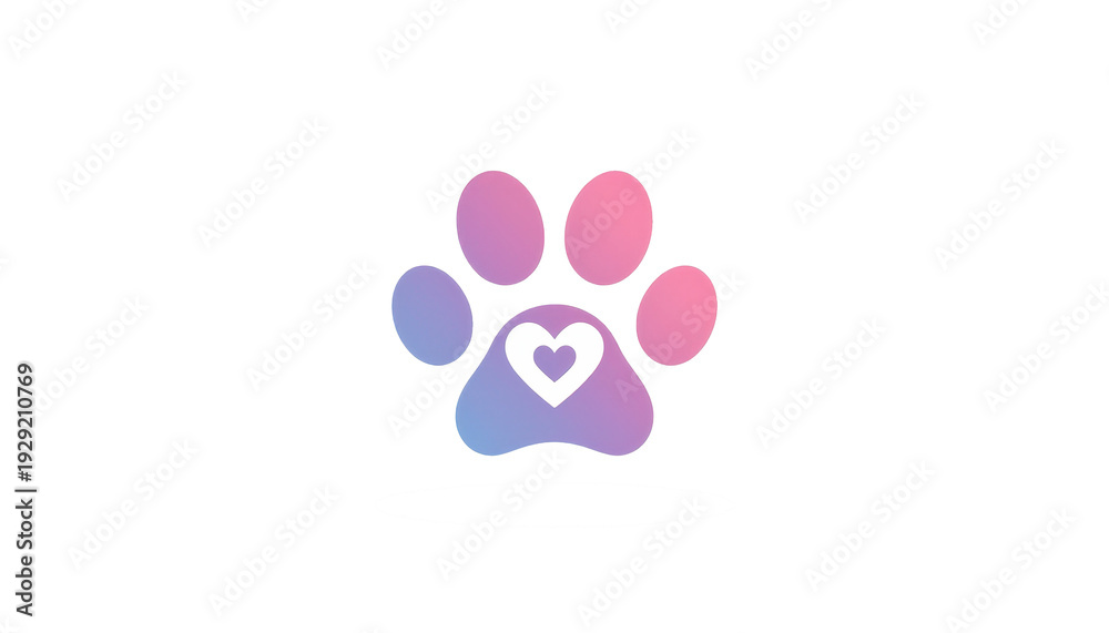 Fototapeta premium Pet Care Veterinary Paw with Heart Symbol PNG