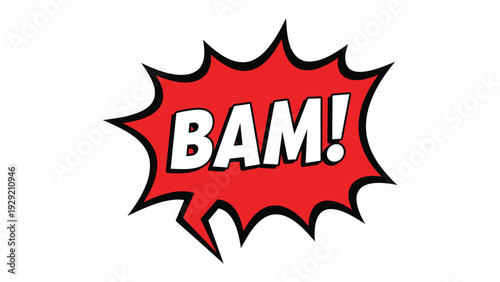 Comic Book Pop: A dynamic illustration captures the essence of a BAM! explosion, a classic comic book sound effect, set against a red burst with white outline. 