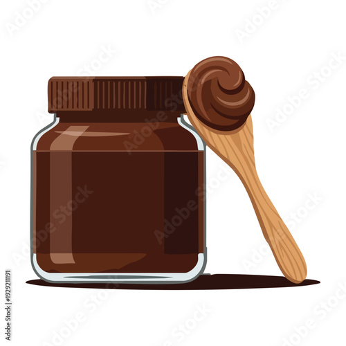 Delicious Chocolate Spread Jar with Wooden Spoon