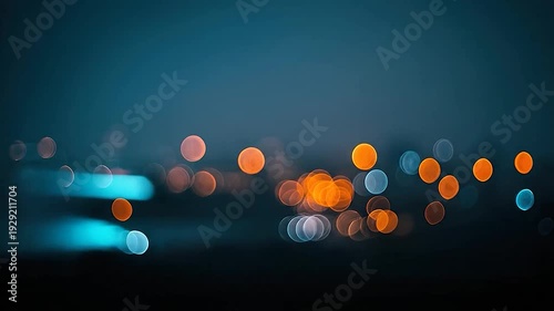 Abstract bokeh lights create a vibrant and dreamy urban night background