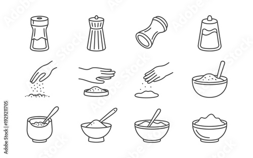 Salt vector icons and illustrations in a simple line style