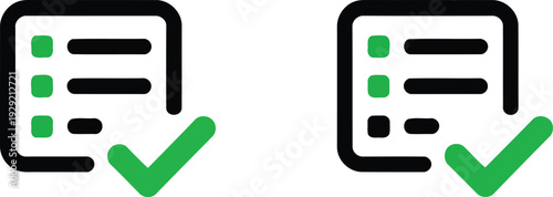 Two checklists with green check marks indicating completion of tasks