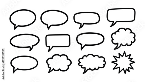 Communication Bubbles Variety: Diverse speech bubbles and text message bubbles for different communication. Enhance your designs. 