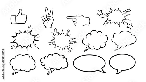 Comic Element Set: A dynamic collection of pop art elements, each meticulously crafted to amplify storytelling through graphic visuals.