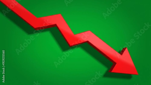 Red Arrow Pointing Down on Green Background