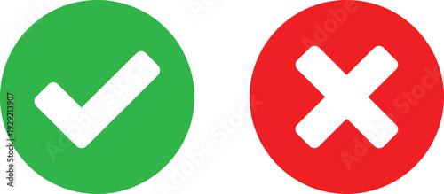 Green check mark and red cross mark on a white background